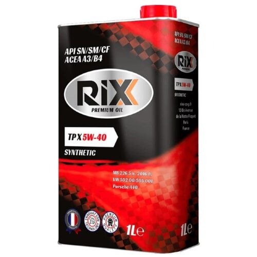 Моторное масло RIXX TP X, синтетическое, 5W-40, SN/CF, 1 л.