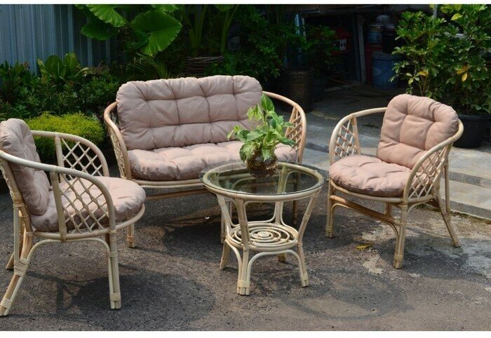 Набор садовой мебели "Индо" 4 предмета: 2 кресла, 1 диван, 1 стол, бежевый