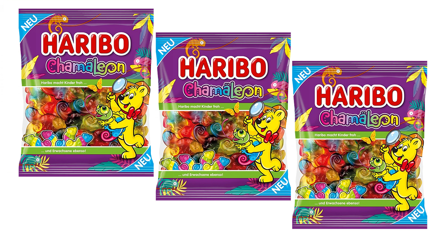 Жевательный мармелад Haribo Chameleon (Хамалеон), ( 3 уп. х 175 гр.)