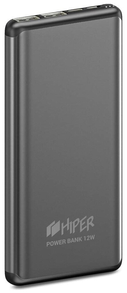 Powerbank / Внешний аккумулятор HIPER MS10000 Li-Pol 10000 mAh Aluminum 2.4A+1.5A 2xUSB 1xType-C серый