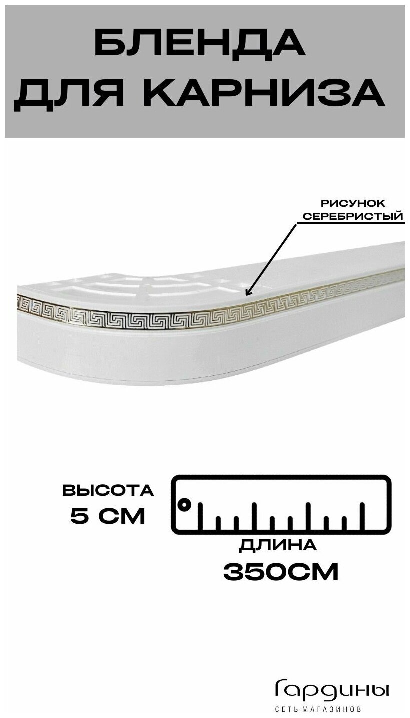 Бленда для пластиковой шины отрез - 35м цвет - белый с хромом на белой основе ширина бленды - 5 см