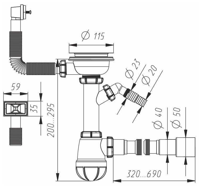 Сифон для кухни Aquant B0147-20-MR - фотография № 3