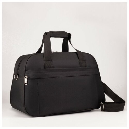 Саквояж 45 см, черный сумка дорожная на молнии наружный карман длинный ремень цвет коричневый
