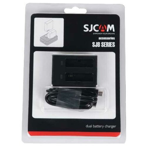 Зарядное устройство SJCAM двойное для SJ8 черный.. экшн камера sjcam sj8 pro full box 12мп 3840x2160 1200
