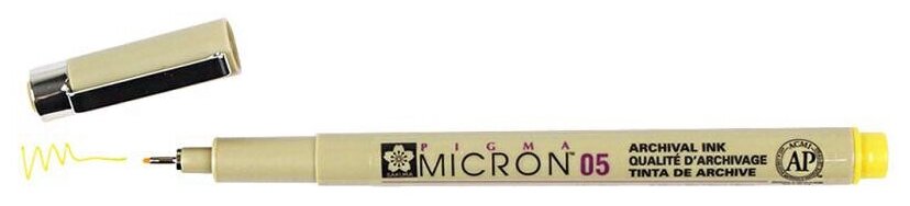 Ручка капиллярная Sakura Pigma Micron 0.45 мм, цвет чернил: желтый