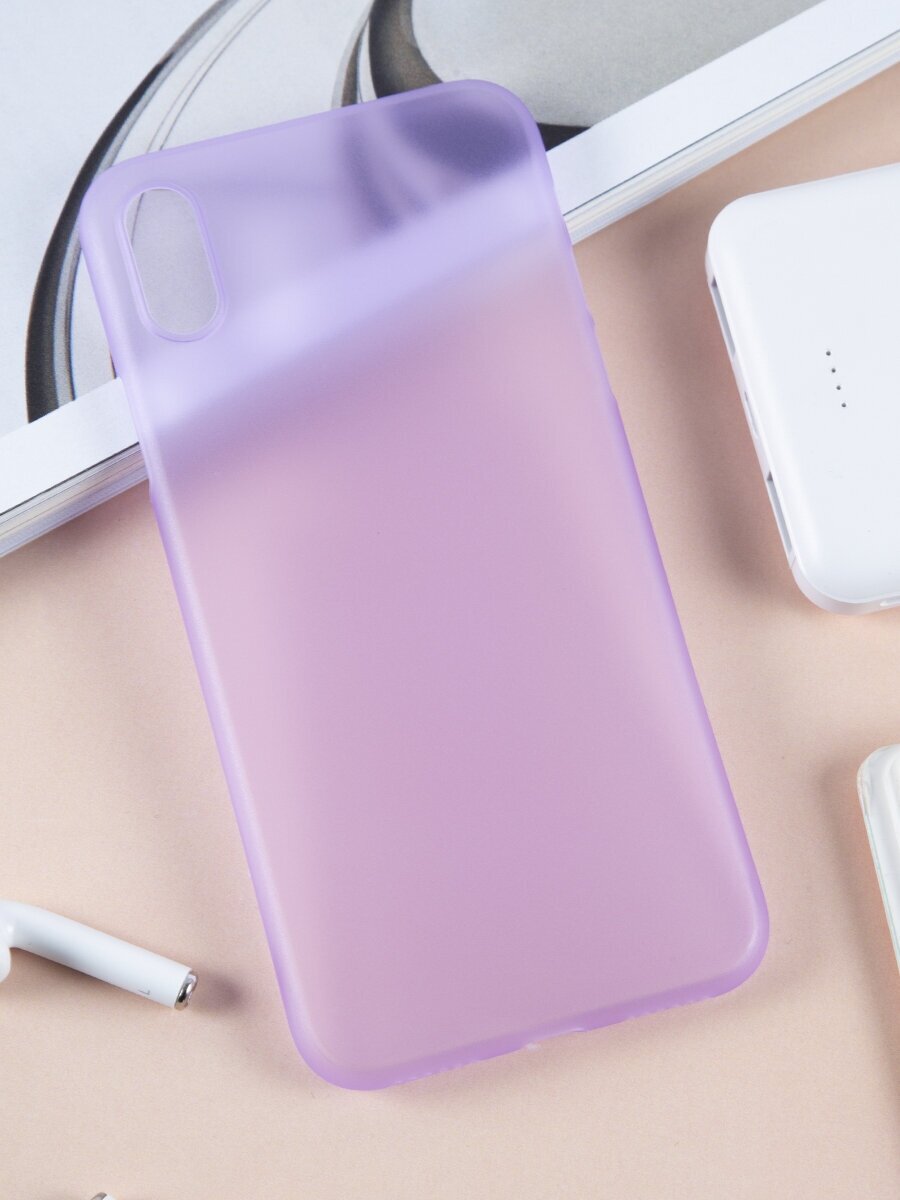 Чехол для Apple iPhone X / Ультратонкая накладка на Айфон Икс, полупрозрачная, (фиолетовый)