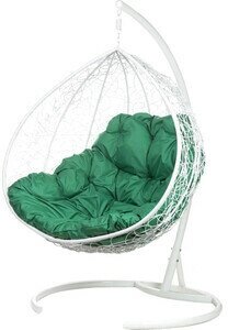 Двойное подвесное кресло BiGarden Gemini white зеленая подушка