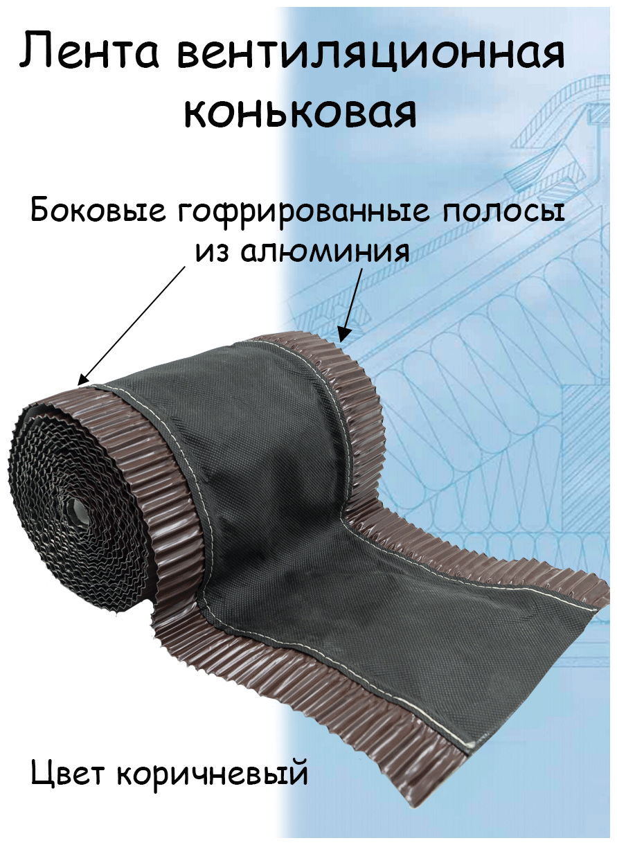 Аэроэлемент конька и хребта крыши Б (0.3 х 5 м) лента коньковая вентиляционная (RAL 8017) коричневый - фотография № 3