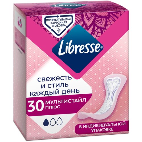 Libresse прокладки ежедневные DailyFresh Plus MultiStyle, 3 капли, 30 шт.