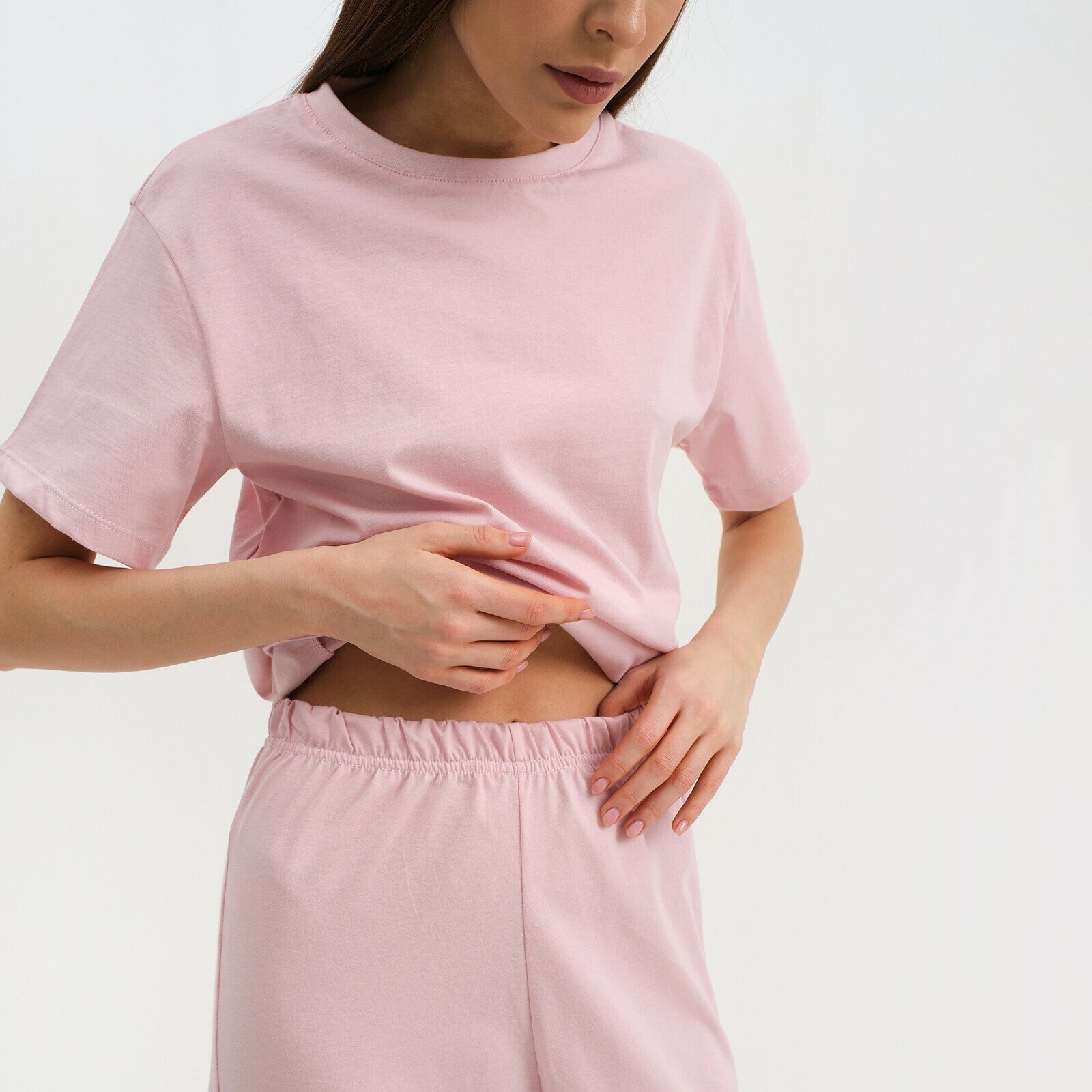 Пижама женская (футболка и брюки) KAFTAN "Basic" размер 48-50, цвет розовый - фотография № 4