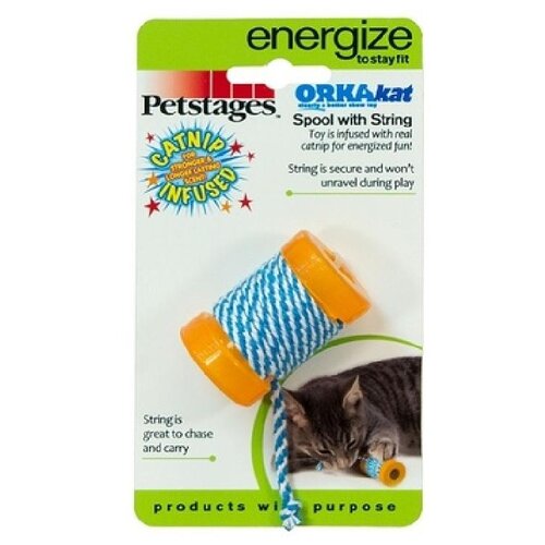 фото Petstages игрушка для кошек energize орка катушка с веревочкой 6 см, 0,040 кг (2 шт) noname