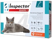 Inspector раствор от блох и клещей Quadro К от 4 до 8 кг для кошек 1 шт. в уп., 1 уп.