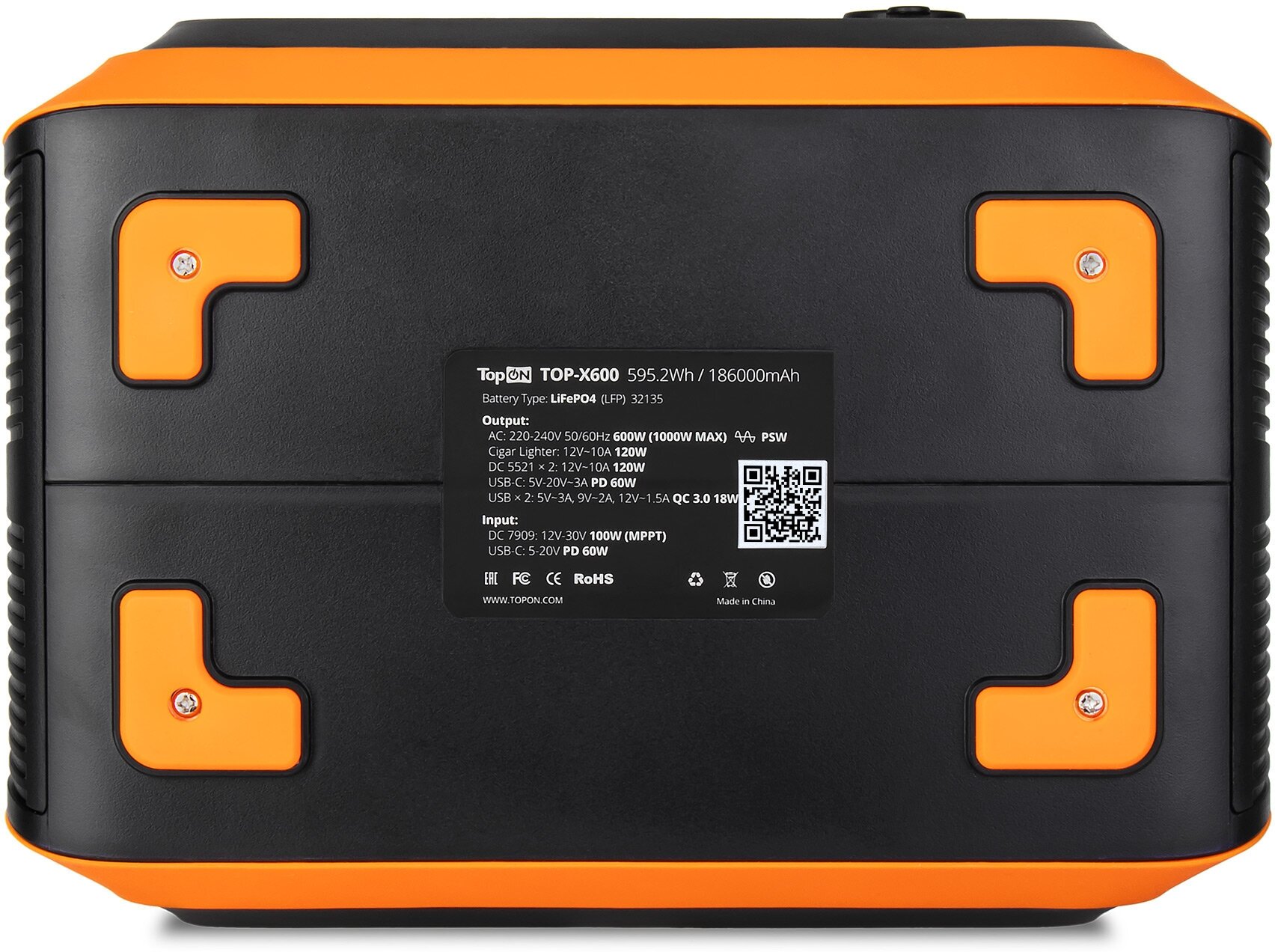 Аккумулятор внешний портативный TopOn 595Wh (186000mAh) 600W (220-240V), 12V 120W, 2*DC 12V 120W, USB-C PD 60W, 2*USB QC 18W, светодиодный ф - фото №8