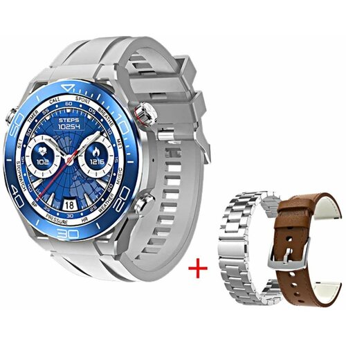 Умные часы мужские Smart Watch HW5 MAX, Смарт-часы с 3 ремешками, Экран 1.52, iOS, Android, Bluetooth, Звонки, серые