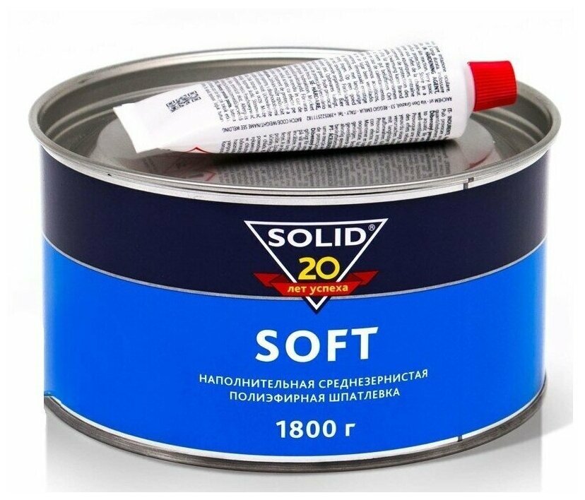 Наполнительная среднезернистая полиэфирная шпатлевка SOLID SOFT 1800 гр.