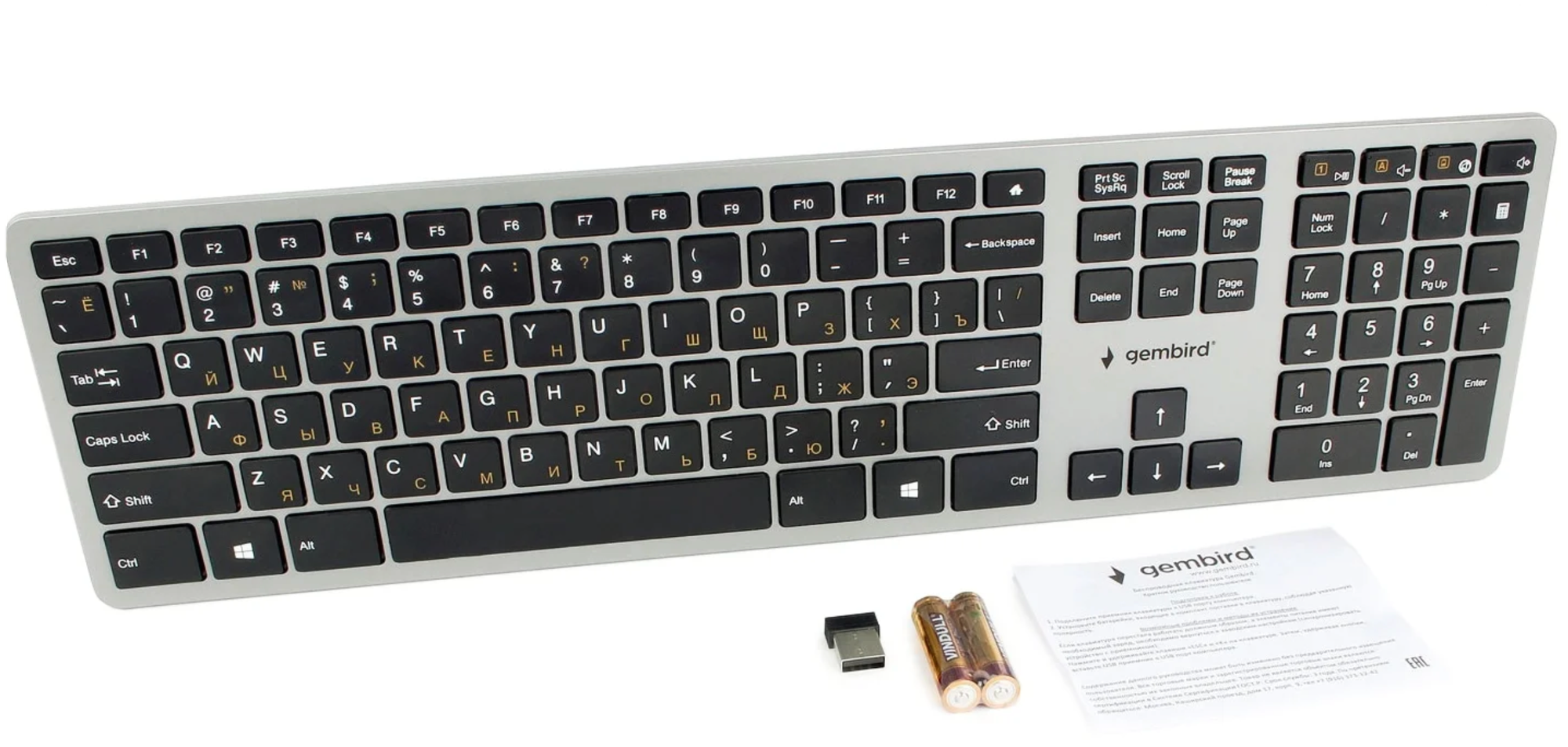 Клавиатура беспроводная Gembird KBW-1 USB серебристый - фото №20