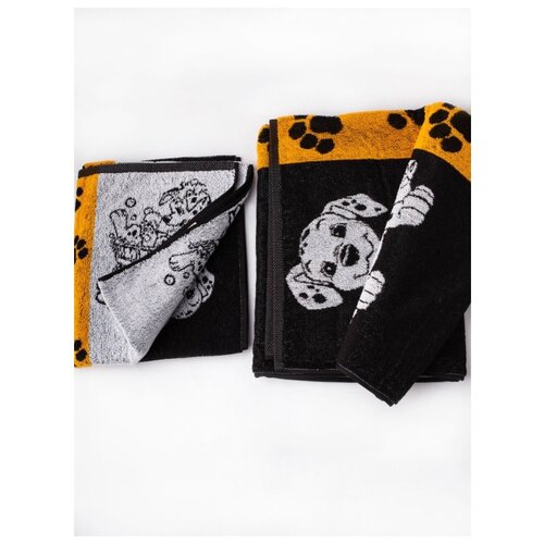 фото Полотенца банные, 50х90, 75х150, 13к8, privilea, далматинец черный