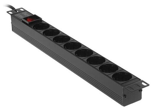 Exegate EX280844RUS Блок розеток ExeGate ServerPro PDU-19H805 Al-8S-EU3-SW, 19",1U,алюм, 8Schuko, евровилка, 3м - фото №3