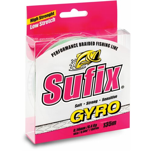 фото Леска плетеная sufix gyro braid зеленая 135м 0.26мм 15кг