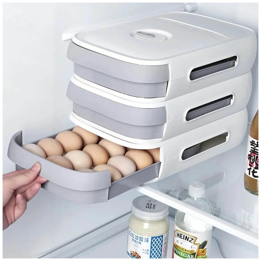 Контейнер для хранения яиц/ органайзер для продуктов, синий - фотография № 8