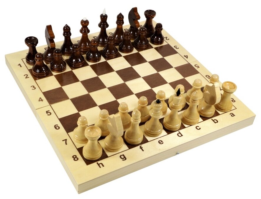Игра настольная "Шахматы", 32 деревянные фигуры, деревянная доска 30х30, 10КОР, 02845
