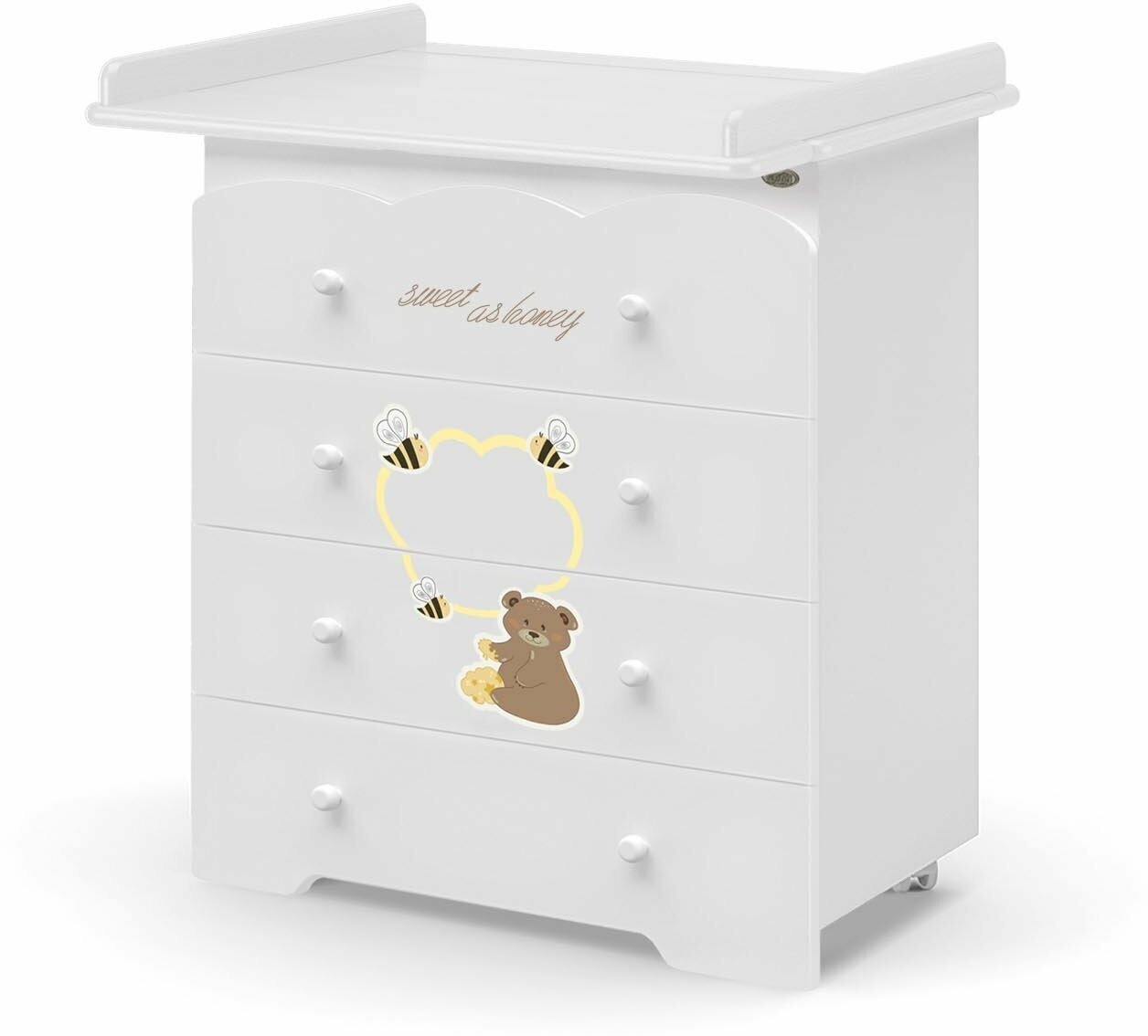 Комод пеленальный детский Nuovita Stanzione Honey Bear (Bianco/Белый)