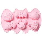 Силиконовая форма Хэллоуин для конфет, льда, желе, шоколада, 6 ячеек, цвет розовый, 29,4х17,8х3 см, Kitchen Angel KA-SFRM13-02 - изображение