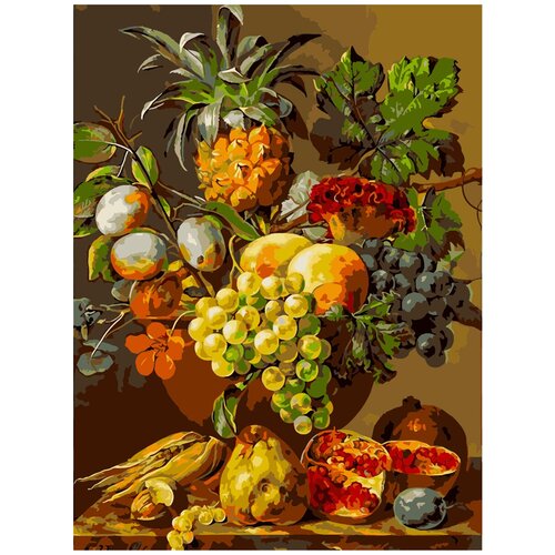 фото Картина по номерам "корзина с фруктами", холст на подрамнике 40х50 см cozy place