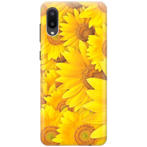 фото Ультратонкий силиконовый чехол-накладка для samsung galaxy a02 с принтом "море подсолнухов" gosso