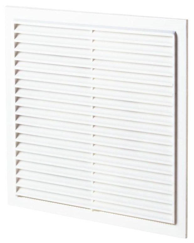 Решетка вентиляционная пластиковая, с сеткой белая МВ 250-1с цельная, 230х230мм - фотография № 1
