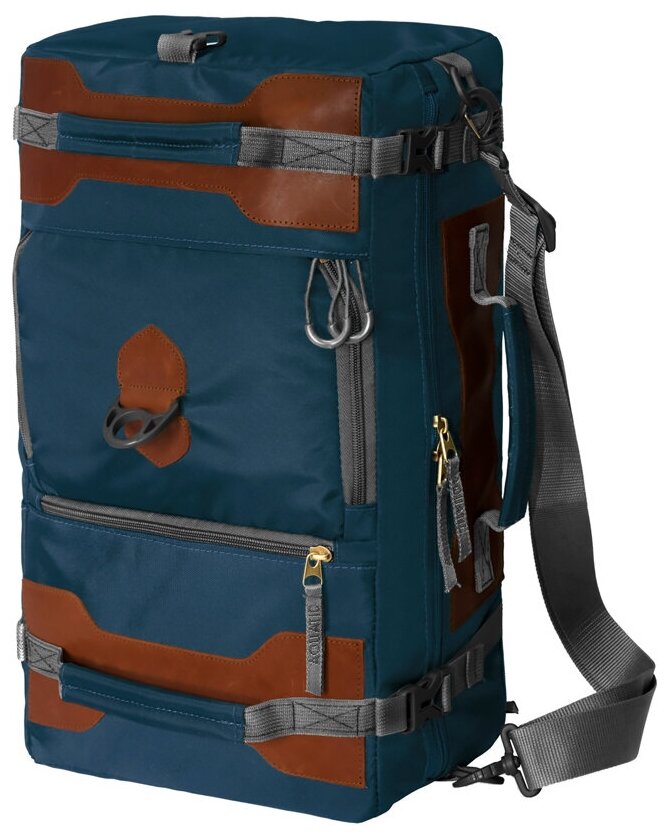 Сумка-рюкзак С-27 с кожаными накладками (Цвет:Синий) - фотография № 1
