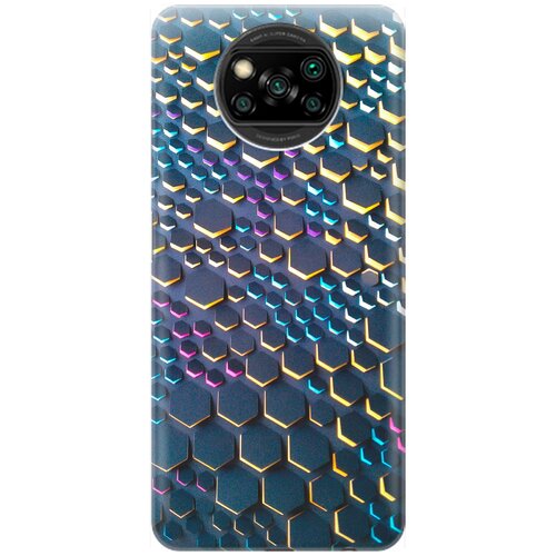 фото Re:pa накладка transparent для xiaomi poco x3 / x3 pro с принтом "графитовые соты"