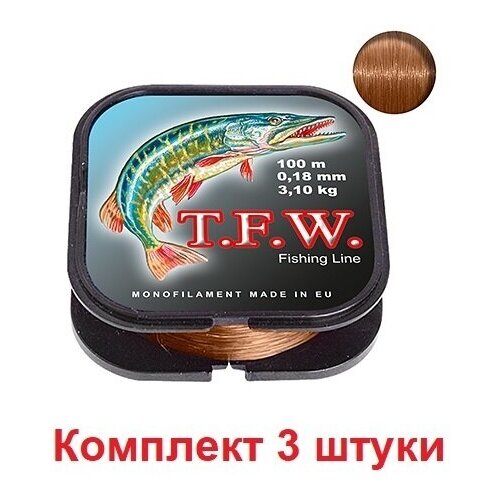 Леска для рыбалки Aqua T.F.W. 0,18mm 100m, 3 штуки