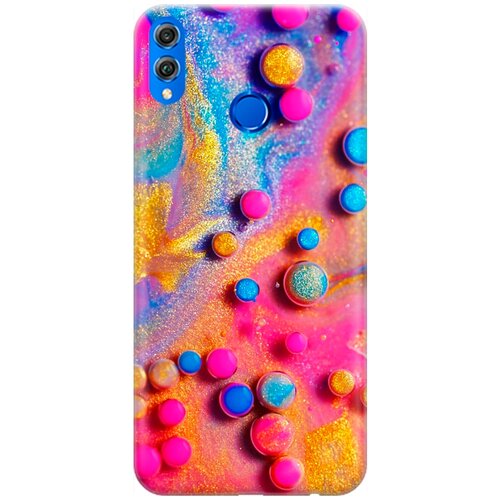 фото Re:pa накладка transparent для honor 8x с принтом "разноцветные капли красок"