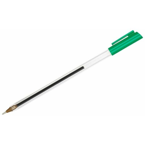 Ручка шариковая СТАММ РШ 800 зеленая, 0,7мм, прозрачный корпус