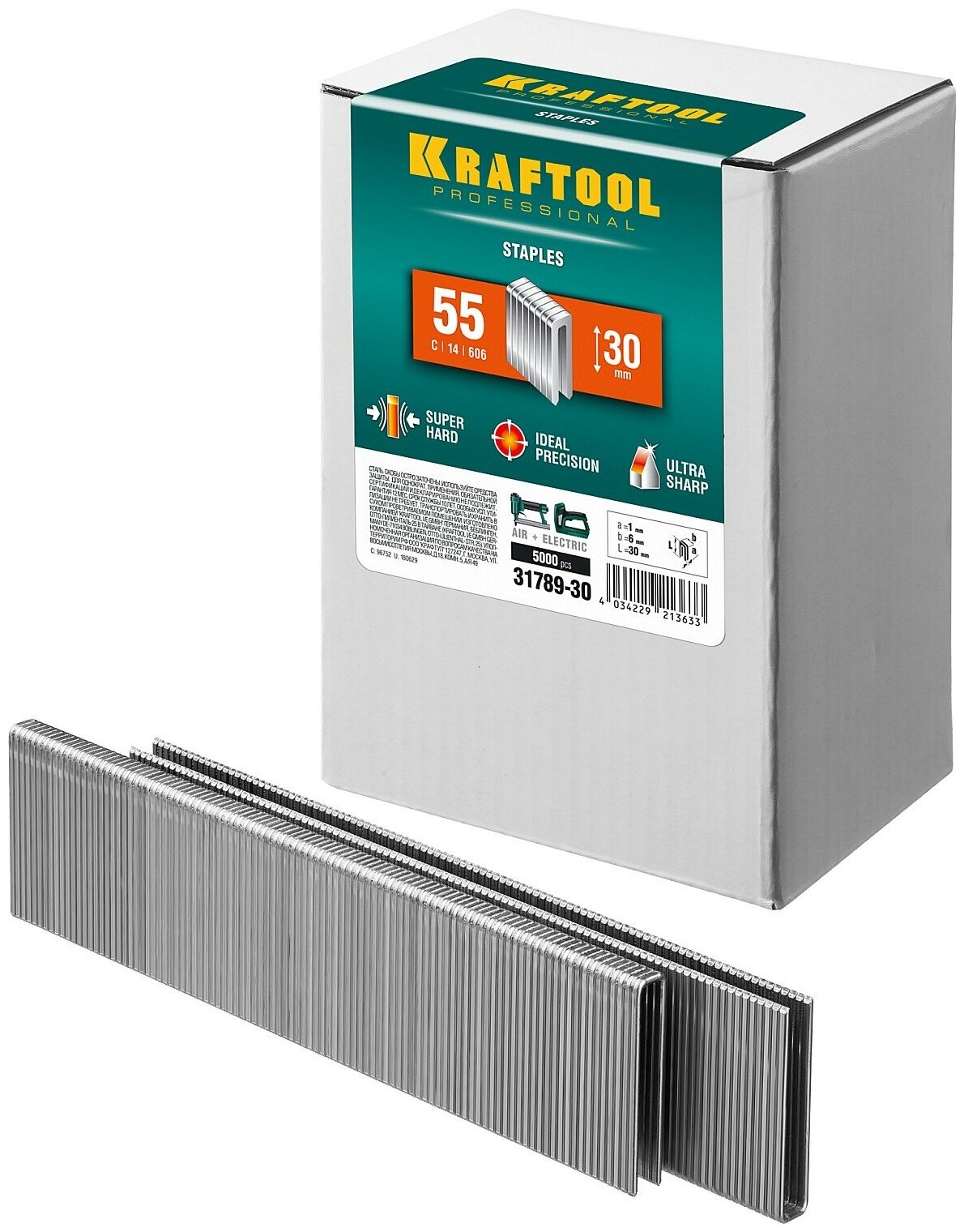 Скобы Kraftool для степлера, 31789-30, 30 мм, 5000 шт.