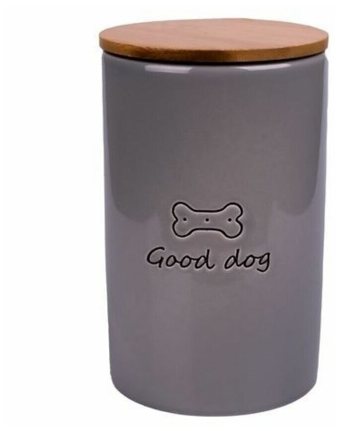 Бокс Mr.Kranch керамический для хранения корма для собак GOOD DOG 850 мл серый - фотография № 8
