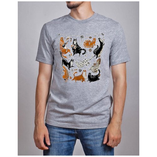 Футболка взрослая серый меланж Питер-город котов