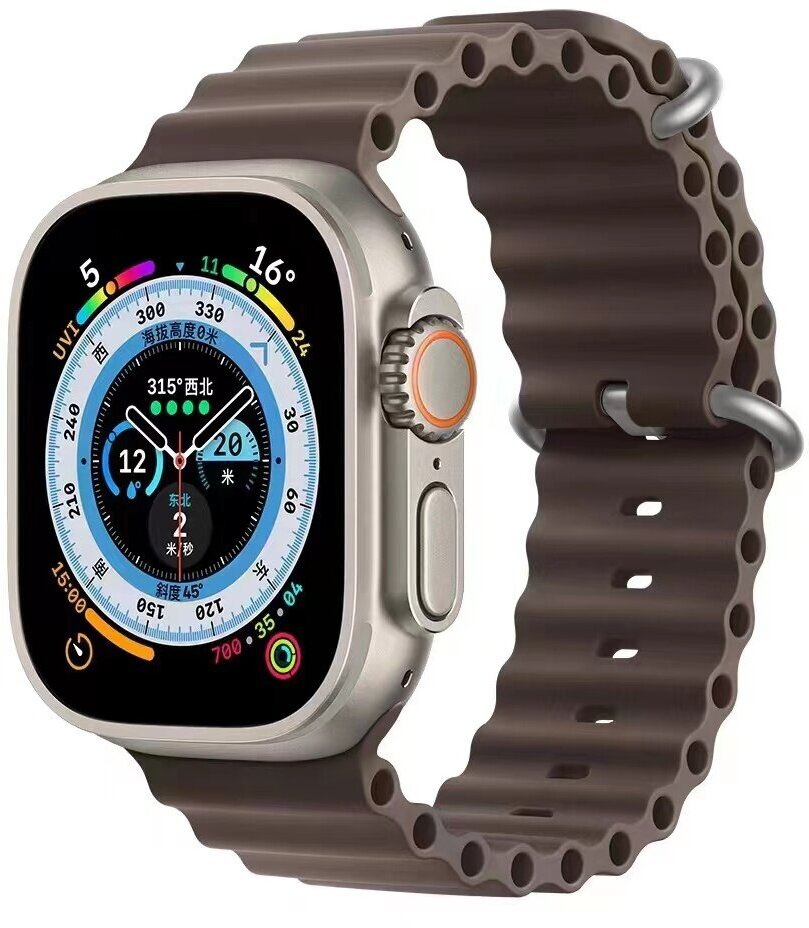 Ремешок силиконовый Ocean Band для Apple Watch 42/44/45/49 мм, на застежка, коричневый (14)