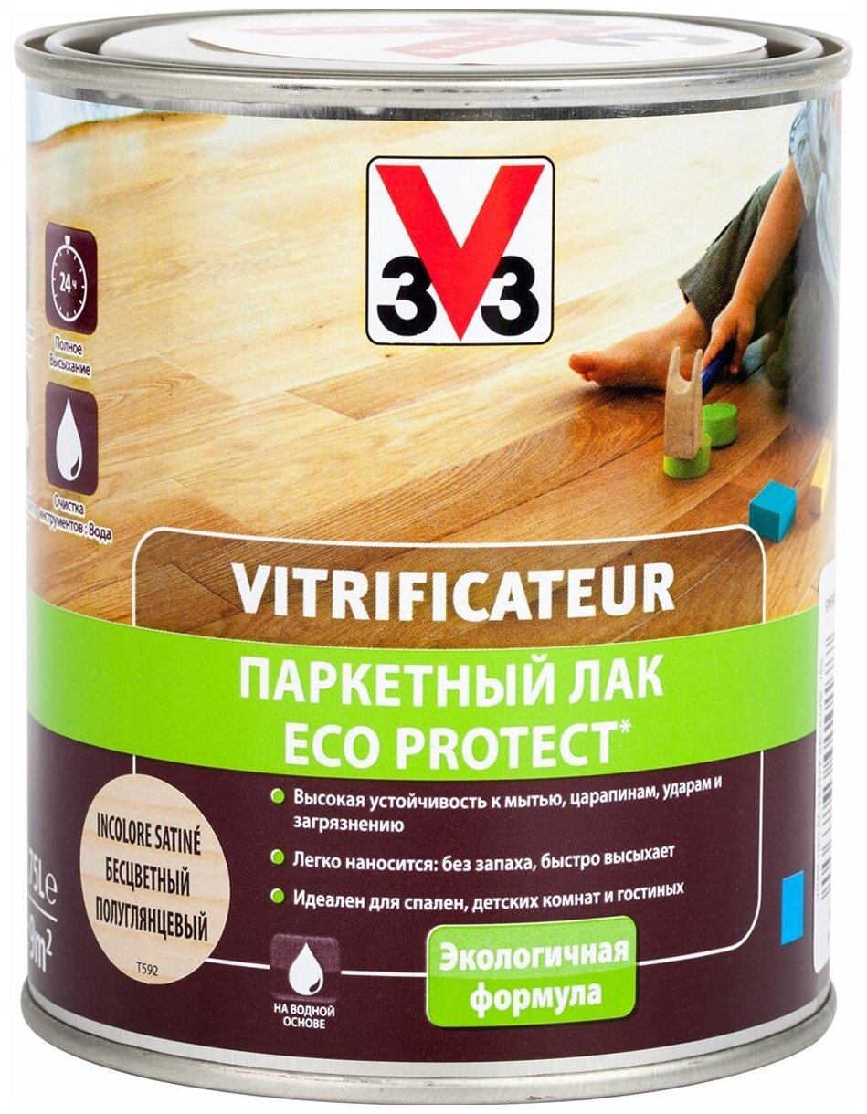 Паркетный лак полиуретановый акриловый ECO PROTECT полуглянец 0,75л