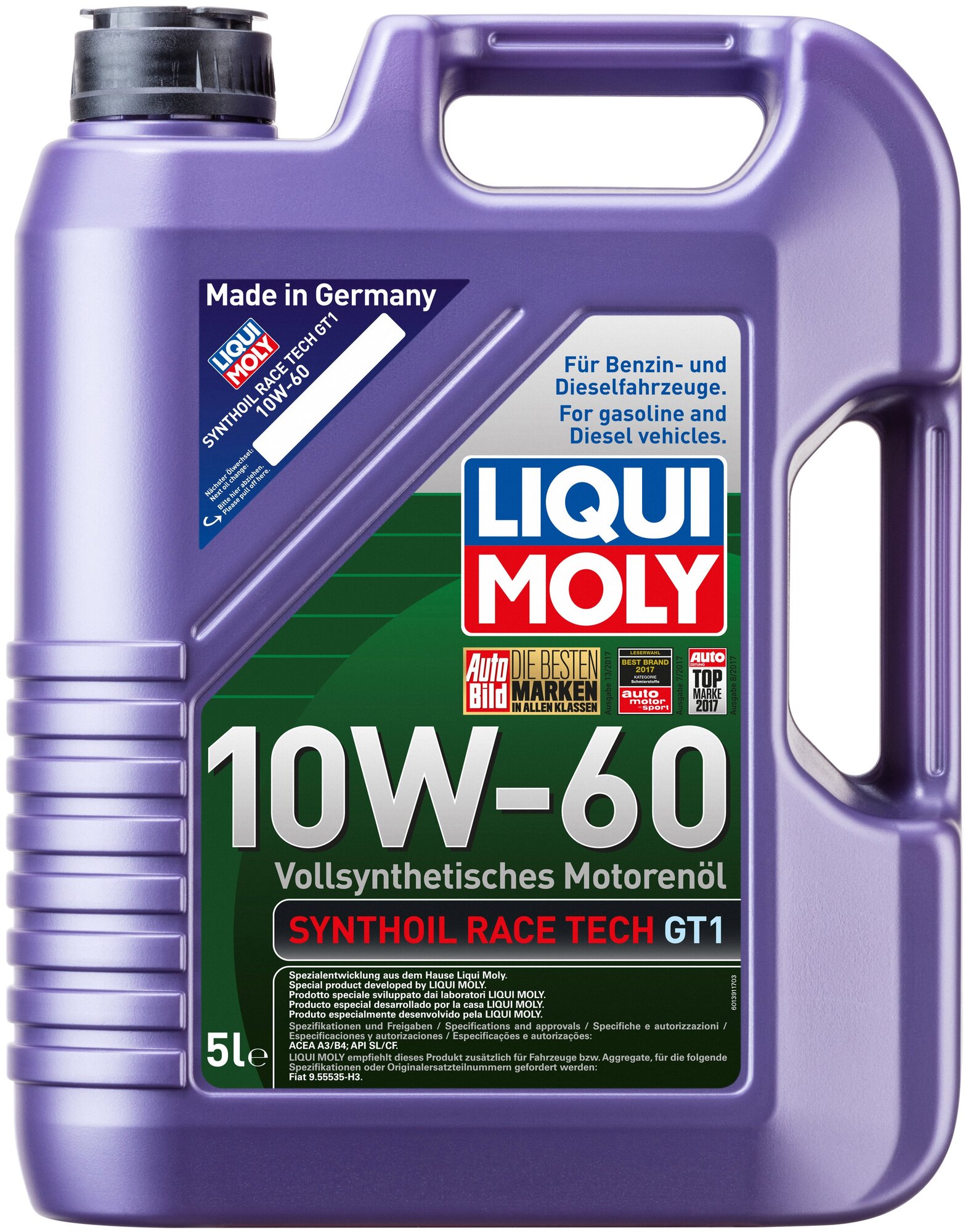 Полусинтетическое моторное масло LIQUI MOLY Synthoil Race Tech GT1 10W-60