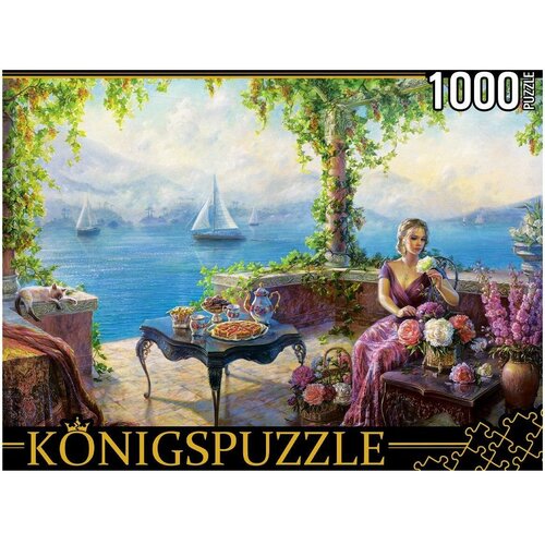 Пазлы Рыжий кот 1000 элементов, Konigspuzzle, О. Дандорф, В беседке (РУКK1000-3820)
