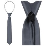 Темно-серый галстук для школьника (5-8 класс) - изображение