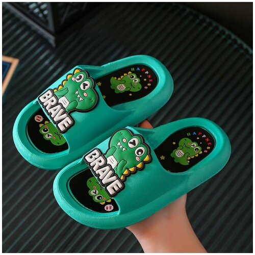 Шлепки детские пляжные, резиновые шлепанцы сланцы летние, желтые, размер 24-25