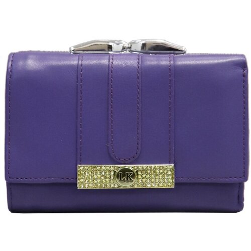 фото Кошелек lison kaoberg, натуральная кожа, гладкая фактура, на кнопках, рамочный замок, 2 отделения для банкнот, отделения для карт и монет, подарочная упаковка, фиолетовый