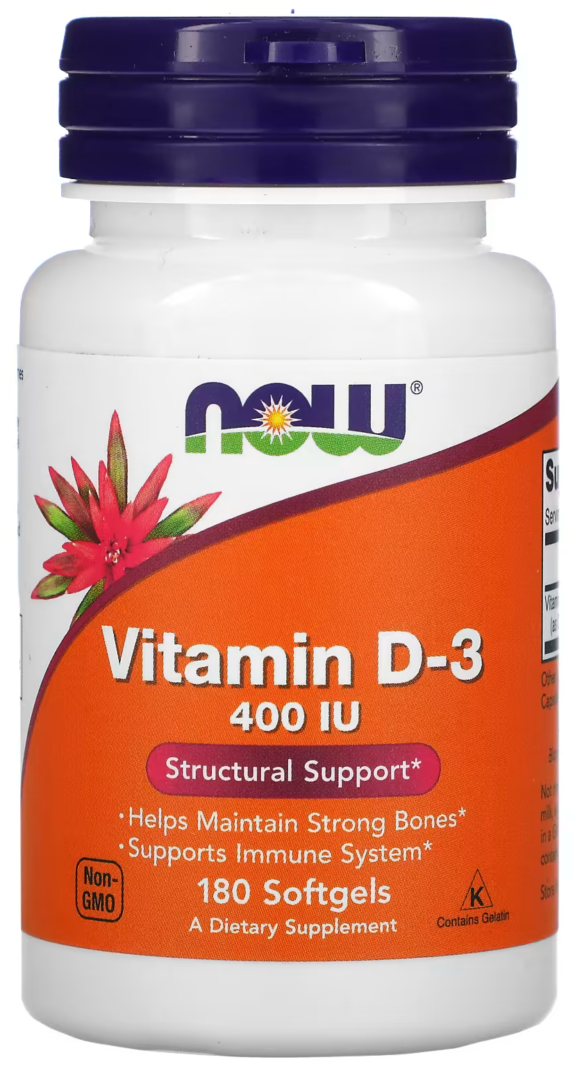 Нау Фудс (Now Foods) витамин D3 10 мкг (400 МЕ) 180 таблеток