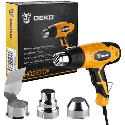Строительный фен DEKO HG2200W, без аккумулятора, 2200 Вт оранжевый строительный фен deko hg2200w без аккумулятора 2200 вт оранжевый