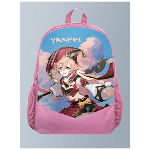 Розовый рюкзак с принтом игры Геншин Genshin impact, Янфэи, фэнтази, рпг - 14