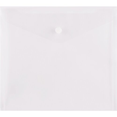 Папка-конверт на кнопке СТАММ А5+, 150мкм, пластик, прозрачная, бесцветная, 20 шт