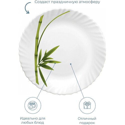 Тарелка плоская, La Opala, Classigue, Fluted Green, 270мм, 6шт